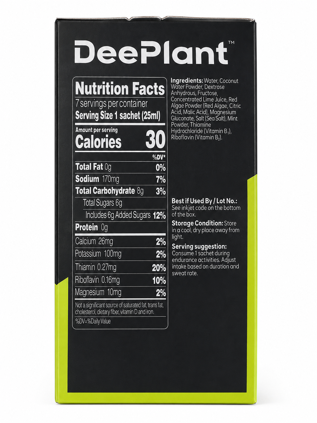 DeePlant Endurance Shot Electrolyte Drink, – Sea Salt Lime